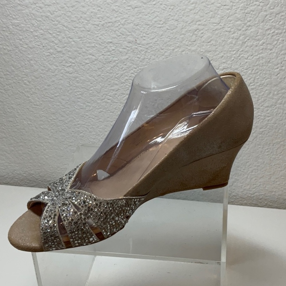 Alex Marie Elegant Champagne Rhinestone Peep-Toe Women's Heel 8.5 - Picture 7 of 10